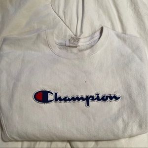 Reverse Weave Crew, Vintage Script Logo white